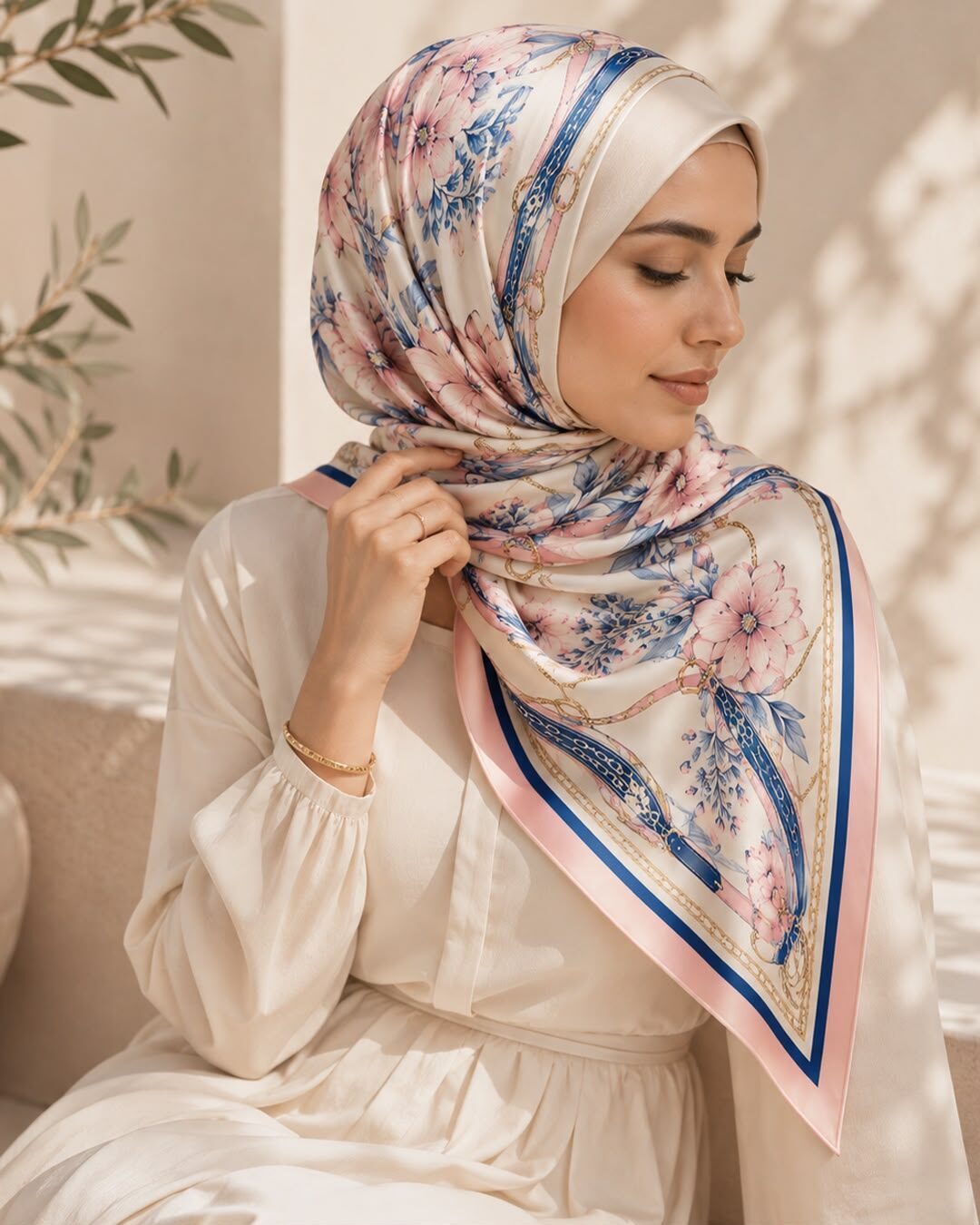 Foulard médaillon porté en hijab